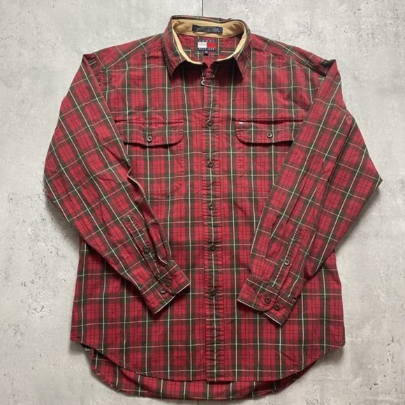 Tommy Hilfiger Other - Vtg Tommy Hilfiger Shirt Plaid Red Green Long Sleeve Cotton Button Down Sz‎ M